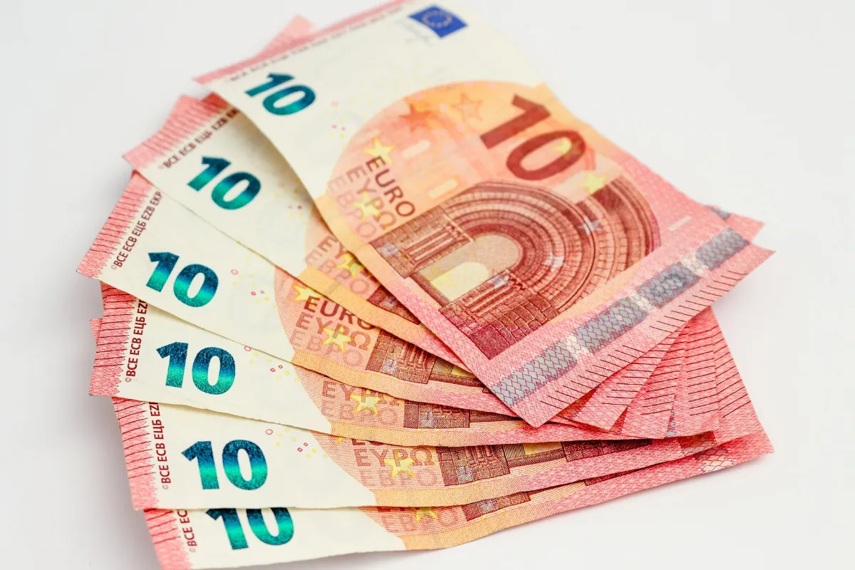 Euro banknotes representing VAT lottery prize money